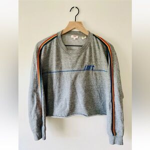 Levi’s Gray Sweatshirt Crop Top Women’s Size S Long Sleeve Rainbow Stripes Shirt